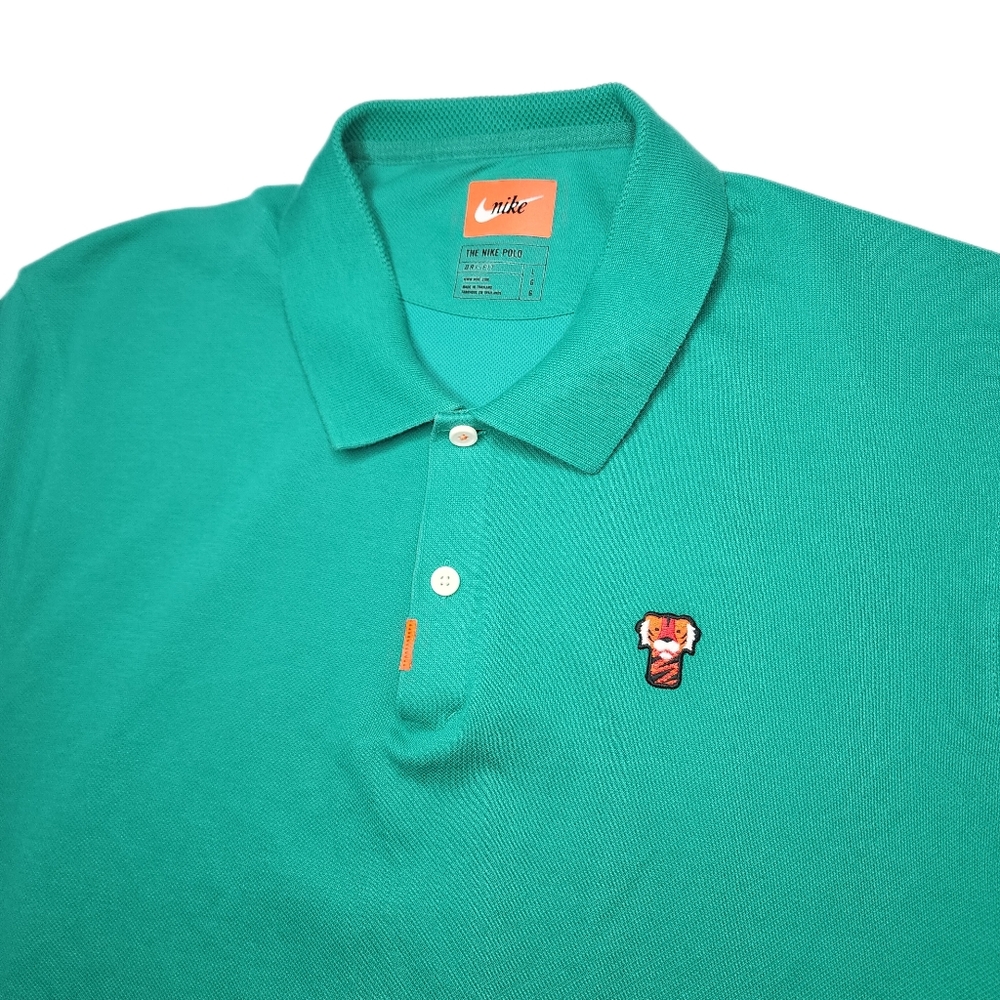 NIKE Mens Tiger Woods Frank The Tiger Short Sleeve Rare Green Golf Polo - Large